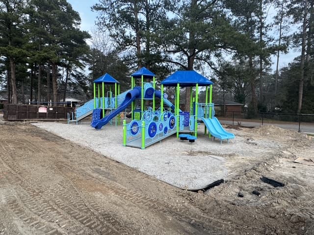 Playground base before the rubber surface is installed